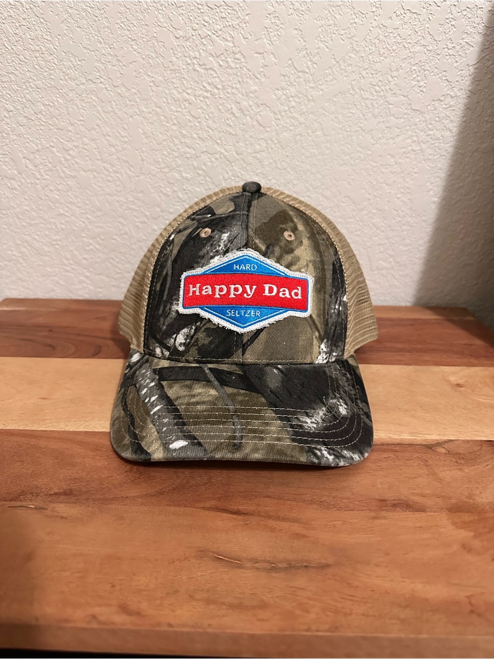 Happy Dad Hard Seltzer Camo Trucker Hunting SnapBack Hat NWT